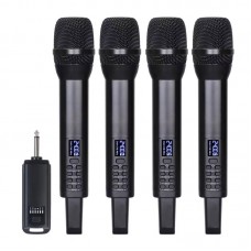 2.4G Rechargeable Microphone Wireless Mic Dynamic Microphone (4 Mics) for Stage Performance Karaoke