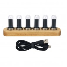 D'ESIGN IPS RGB LED Music Spectrum Pseudo Glow Tube Rhythm Light Punk Alarm Clock with Beech Base
