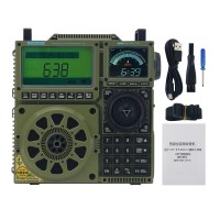 HRD-C919 Camel Gray Sergeant Style All Band Radio MW SW Full Frequency Receiver Bluetooth/Music Play