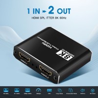 NK-H12 HDMI2.1 8K Splitter 1 to 2 HDMI-compatible Distributor for PS3/4/5/TV Box/Computer/XBOX/DVD Player