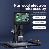 318B 12MP 1600X Digital Microscope Camera with Parfocal Lens & 7" IPS Screen for Touch Control