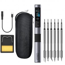 FNIRSI 9cm HS-02A Standard Version Smart Soldering Iron 100W Portable Constant Temperature Soldering Pen with 6 Soldering Tips