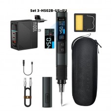 FNIRSI 6.6cm HS-02B Advanced Version Smart Soldering Iron 100W Portable Soldering Pen + C2C Cable + 100W Power Adapter