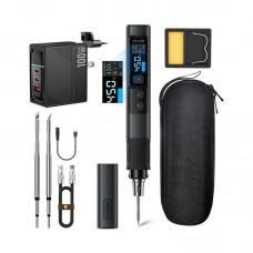 FNIRSI 6.6cm HS-02B Advanced Version Smart Soldering Iron Portable Soldering Pen+C2C Cable+100W Power Adapter+3 Soldering Tips
