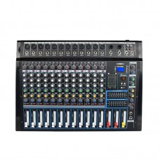 Professional 12-Channel High Power Audio Mixer 1600Wx2 Audio Tuner with Bluetooth Reverberation Equalization