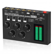 One Little Bear MX5 Mono/Stereo 4 Channel Mixer Ultra Low Noise Linear Mixer w/ 6.35mm/3.5mm Jacks