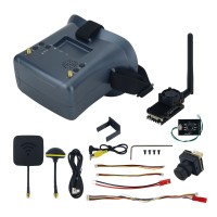 5.8G 2000mW Wireless Video Transmission System TX RX 4.3" FPV Goggles Set with Dual Antenna DVR