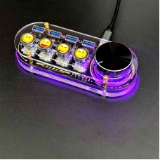 4-Port USB Hub + 4-Key Keyboard + 1 Volume Knob (USB3.0 Version w/ Emoji Keycaps) for Hard Disks