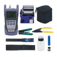 KLS-01 Fiber Optic FTTH Tool Kit FTTH Tools Set With Optical Power Meter Red Light Pen Fiber Cleaver