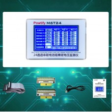 M6T24 24-Channel Serial Battery Pack Precision Voltage Monitor 5-inch HD LCD with Shell for Ternary Lithium/LiFePO4 Batteries