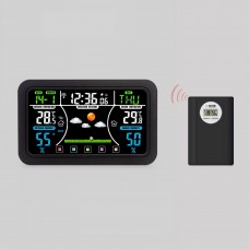 H163G Wireless Weather Station Clock (Black with Rounded Corners) to Monitor Temperature & Humidity