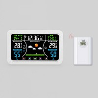 H164G Wireless Weather Station Clock (White with Right Angles) to Monitor Temperature and Humidity