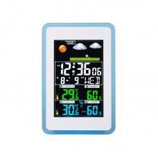 H173G 433MHz Wireless Weather Station Clock (White + Blue Transparent Frame) with Vertical Display