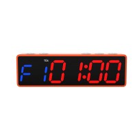 Multi-function Workout Timer Fitness Timer (Orange Frame + Blue & Red Display) with 8 Fitness Modes