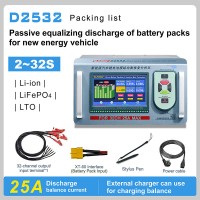 D2532 0-25A Adjustable 2-32 Strings New Energy Vehicle Lithium Battery Module Equalizer Repair Analyzer without Charging Function
