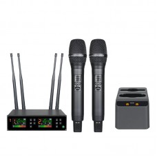 J166 Receiver + LS01 Wireless Microphone FM Dynamic Professional Digital Wireless System with Charging Stand