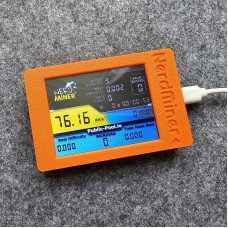 NerdMiner 55KH/s Solo Bitcoin Miner Bitcoin Lottery Miner with 2.8" Screen (Orange 3D-Printed Shell)