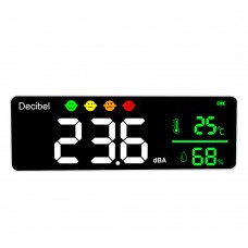 DM1306D 3-in-1 Wall Mount Noise Meter 30-130dBA Decibel Meter with ℉ Temperature & Humidity Display