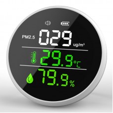 DM1305E 3-in-1 Round Air Quality Monitor 0-2000µg/m³ PM2.5 Monitor for PM2.5 Temperature & Humidity