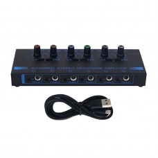Recordio Blue GAX-PX600 Ultra-low Noise 6-Channel Stereo Headphone Amplifier with Mutual Non-interference Headphone Jack
