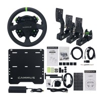 CAMMUS C12 300mm/11.8" Direct Drive Steering Wheel Gaming Wheel Simulator with LC100 3 Pedal Set