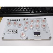 SimPlayer SP2040 12-Button Arcade Stick SOCD Mode w/ Screen (White Panel Transparent White Keycaps)