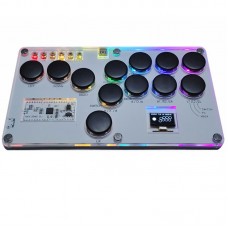 SimPlayer SP2040 12-Button Arcade Stick Arcade Fight Stick SOCD Mode with Screen (Black Keycaps)