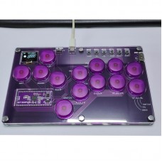 SimPlayer SP2040PLUS 13-Button Hitbox Arcade Stick SOCD 2 UP w/ Screen (Transparent Purple Keycaps)