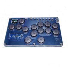 SimPlayer SP2040-14 14-Button Hitbox Arcade Controller with 2 UP Buttons (Transparent Gray Keycaps)