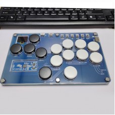 SimPlayer SP2040-14 14-Button Hitbox Controller Arcade Stick w/ 2 UP Buttons (Black + White Keycaps)