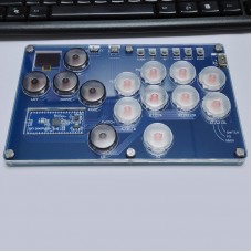 SimPlayer SP2040-14 14-Button Hitbox Controller (Transparent Gray + Transparent White Keycaps)