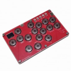 SimPlayer SP2040 M16 16-Button Hitbox Controller Arcade Stick (Red Panel & Transparent Gray Buttons)