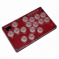 SimPlayer SP2040 M16 16-Button Hitbox Controller Arcade Stick (Red Panel Transparent White Buttons)