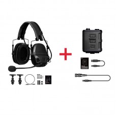 FCS AMP Tactical Headset Noise Cancelling Headset (Black & Standard Configuration) + V60 PTT Set