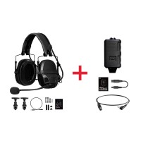 FCS AMP Tactical Headset Noise Cancelling Headset (Black & Standard Configuration) + V20 PTT Set
