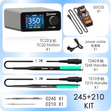GEEBOON TC22 240W Soldering Station Kit with SDC02 Soldering Iron Stand + T245 T210 Handle + C245 C210 Soldering Iron Tips