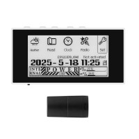 HAMGEEK RW01-BL Backlit Mini E-Ink Reader E-Book Reader (Black Panel) for Weather Clock Image Viewing Alarm TXT & EPUB Files