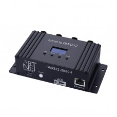 Black ARTNET RDM 4-Port Output DMX512 Controller 2048CH Artnet to DMX Adapter with LED Screen