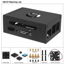 N515 Metal Case with Antenna and Type-C 5V 4A Power Adapter (EU Plug) for Orange Pi 5 Pro/Max/Ultra