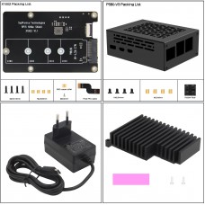X1002 PCIe to M.2 NVMe SSD Expansion Board + P580 Metal Case + H509 Passive Heatsink + PD27W EU Plug