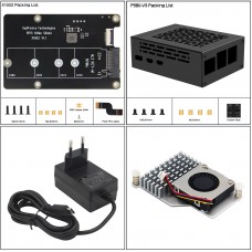 X1002 PCIe to M.2 NVMe SSD Expansion Board + P580 Metal Case + H500 Heatsink + PD27W (EU Plug)