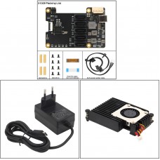Geekworm X1009 PCIe to 5-Port SATA Expansion Board + H505 Heatsink + DC 12V 5A Adapter (EU Plug)