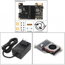 Geekworm X1009 PCIe to 5-Port SATA Expansion Board + H500 Heatsink + DC 12V 5A Adapter (US Plug)
