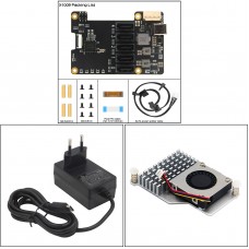 Geekworm X1009 PCIe to 5-Port SATA Expansion Board + H500 Heatsink + DC 12V 5A Adapter (EU Plug)