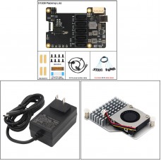 Geekworm X1009 PCIe to 5-Port SATA Expansion Board + Data Cables + H500 Heatsink + Adapter (US Plug)