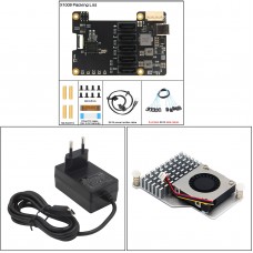 Geekworm X1009 PCIe to 5-Port SATA Expansion Board + Data Cables + H500 Heatsink + Adapter (EU Plug)