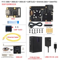 Geekworm KVM-A3 Kit PIKVM V3 HAT KVM Over IP + 5V Power Adapter with US Plug for Raspberry Pi 4