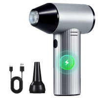 Silvery L7 Portable Aluminum Alloy Violent Turbo Fan Type-C Charging 90000RPM 45m/s High Speed Brushless Motor