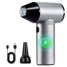 Silvery L7 Portable Aluminum Alloy Violent Turbo Fan Type-C Charging 90000RPM 45m/s High Speed Brushless Motor