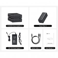 Fosi Audio 240W Mono Amplifier V3 MONO*2 + 48V 10A Power Adapter + Power Filter + Splitter Cable